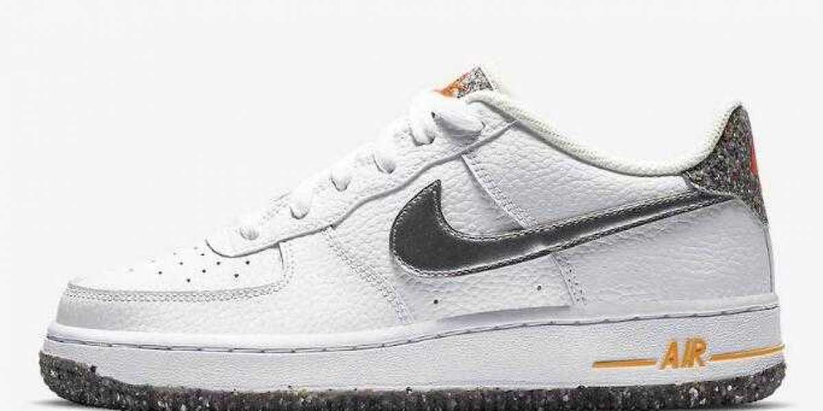 2020 Nike Air Force 1 Crater GS White Silver Orange For Sale Picture