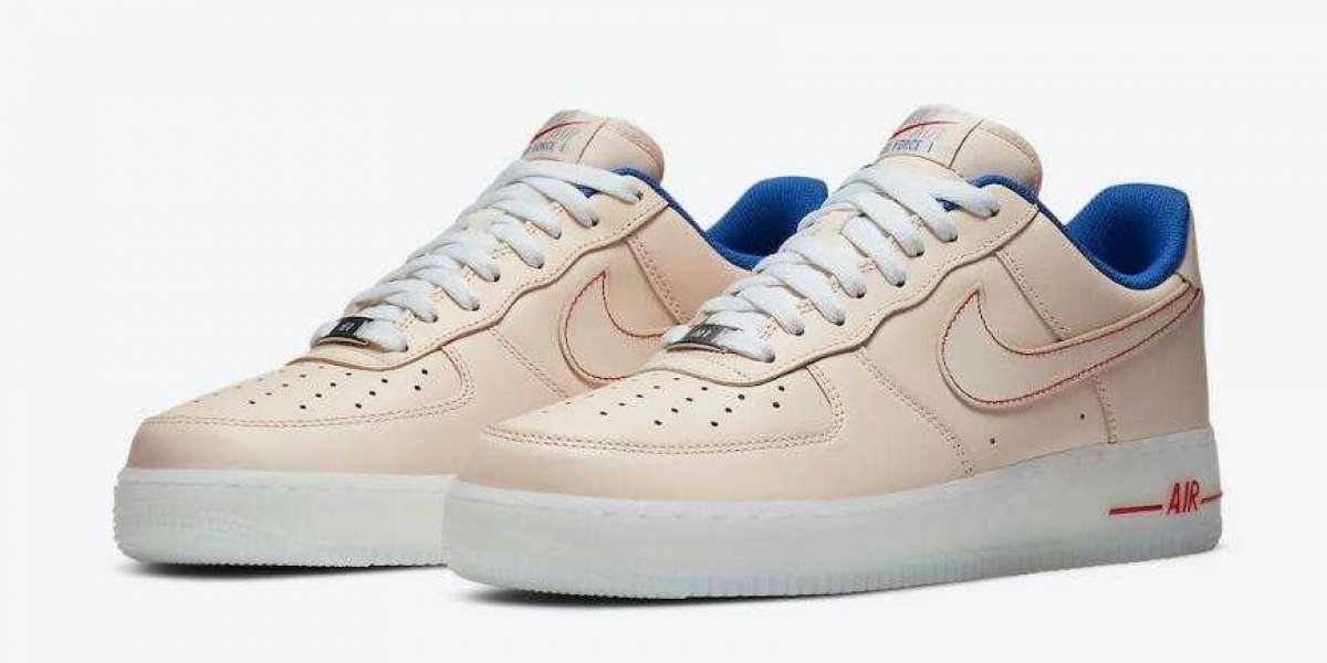 Womens Nike Air Force 1 Beige Blue Translucent Soles for Sale