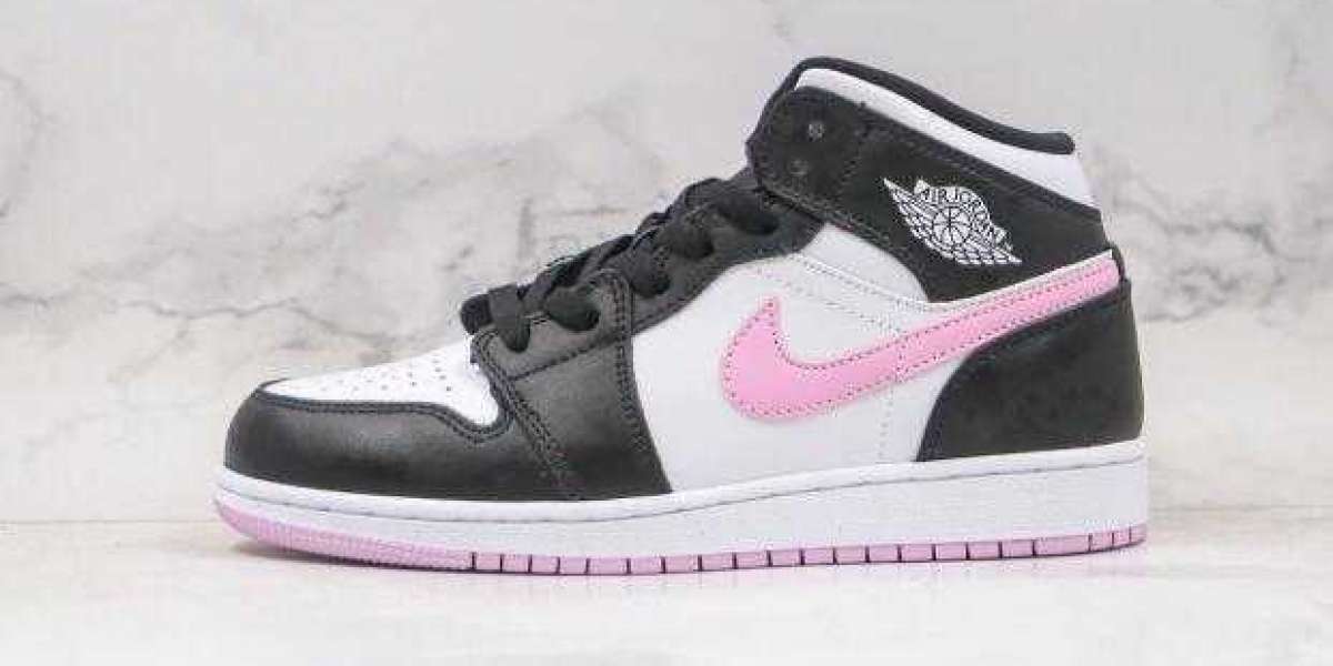 2020 New Sale Air Jordan 1 Mid GS Black Pink White Women Shoes