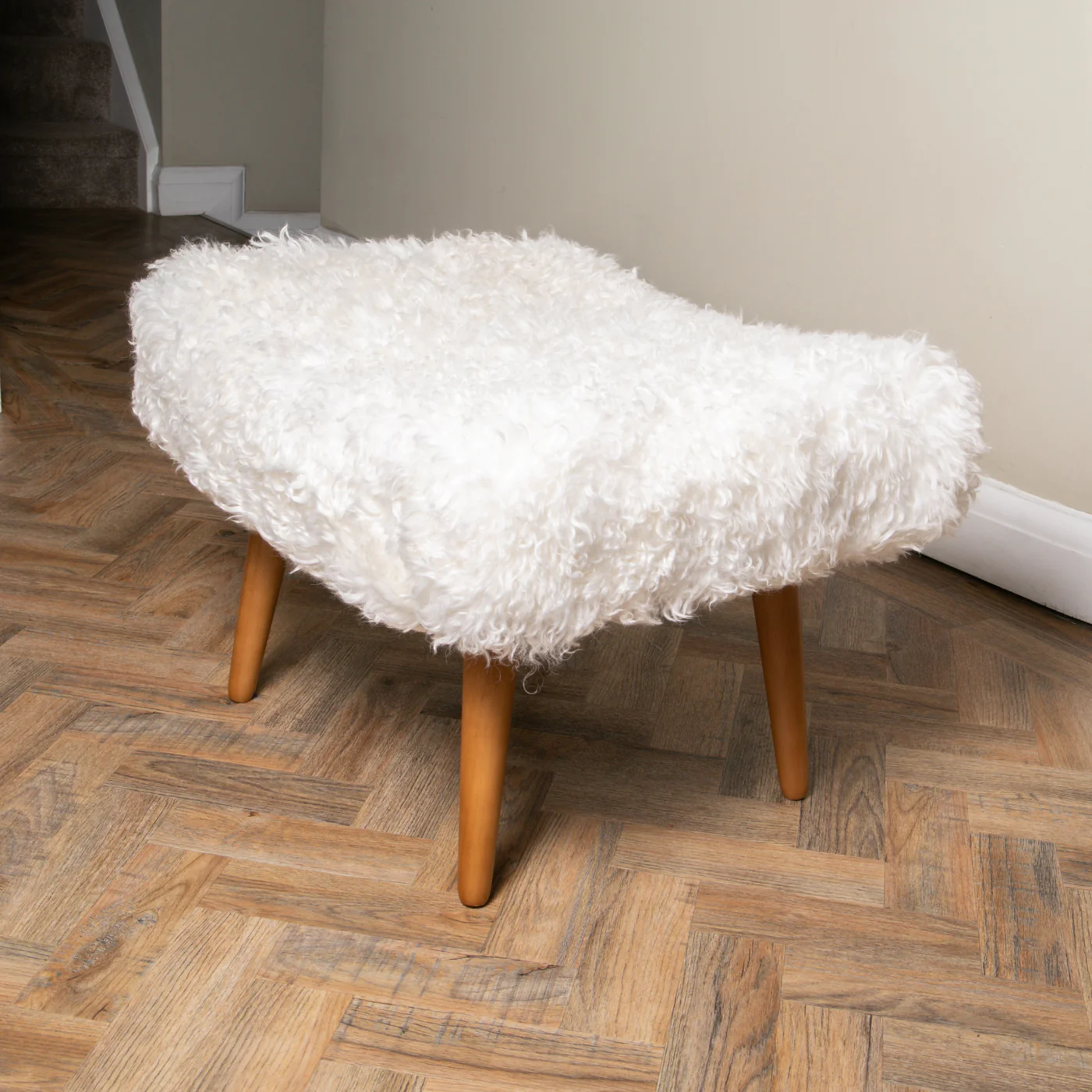 Natural White Sheepskin Footstool | Simply Sheepskin