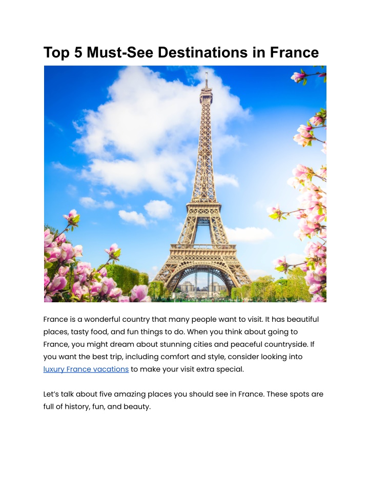 PPT - Top 5 Must-See Destinations in France PowerPoint Presentation, free download - ID:14240252