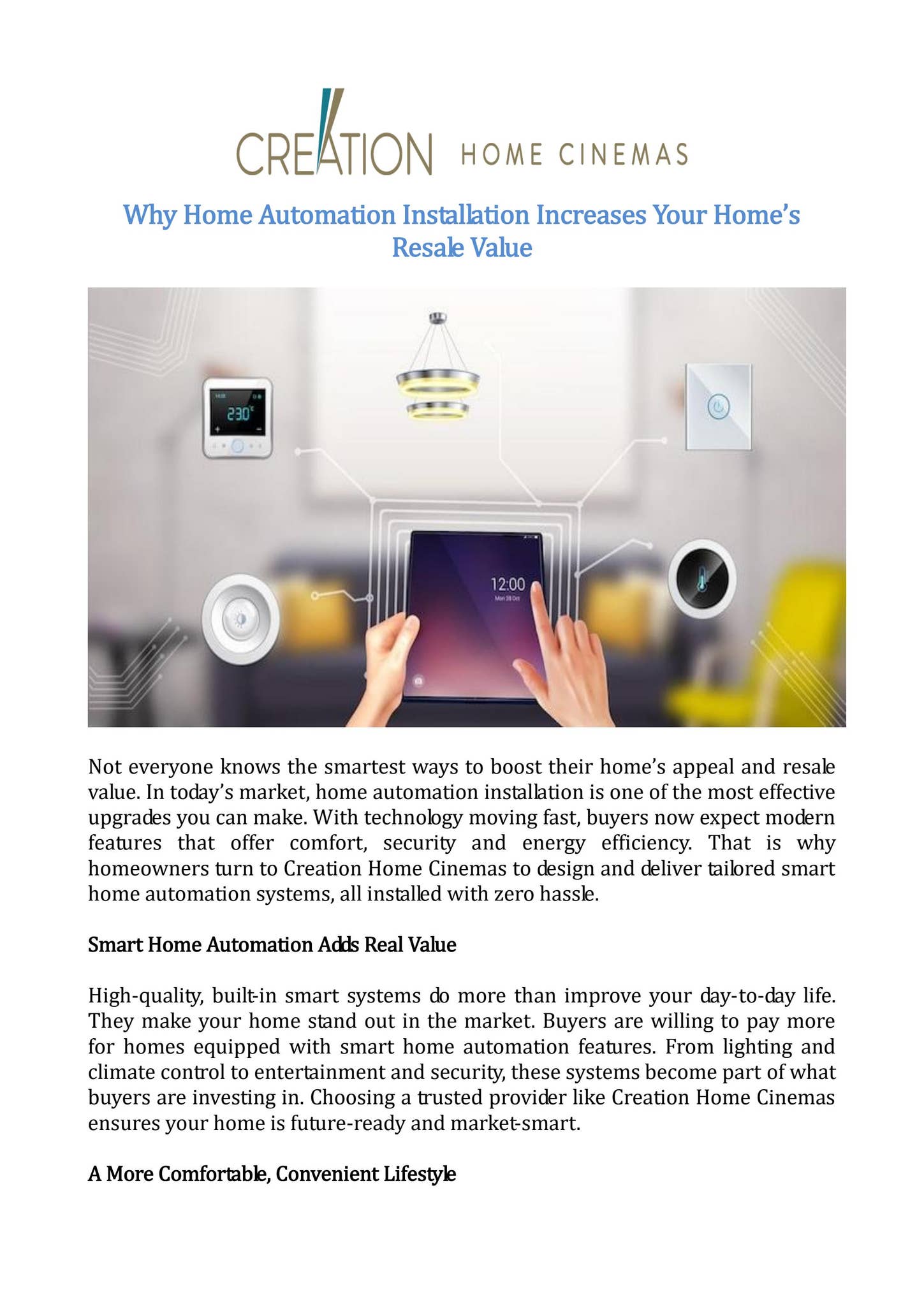 Why Home Automation Installation Increases Your Home’s Resale Value by CREATION HOME CINEMAS - Issuu