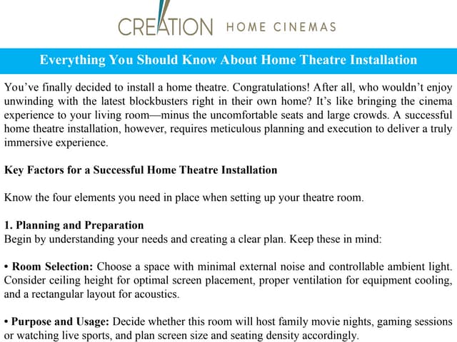 Everything You Should Know About Home Theatre Installation | PPT
