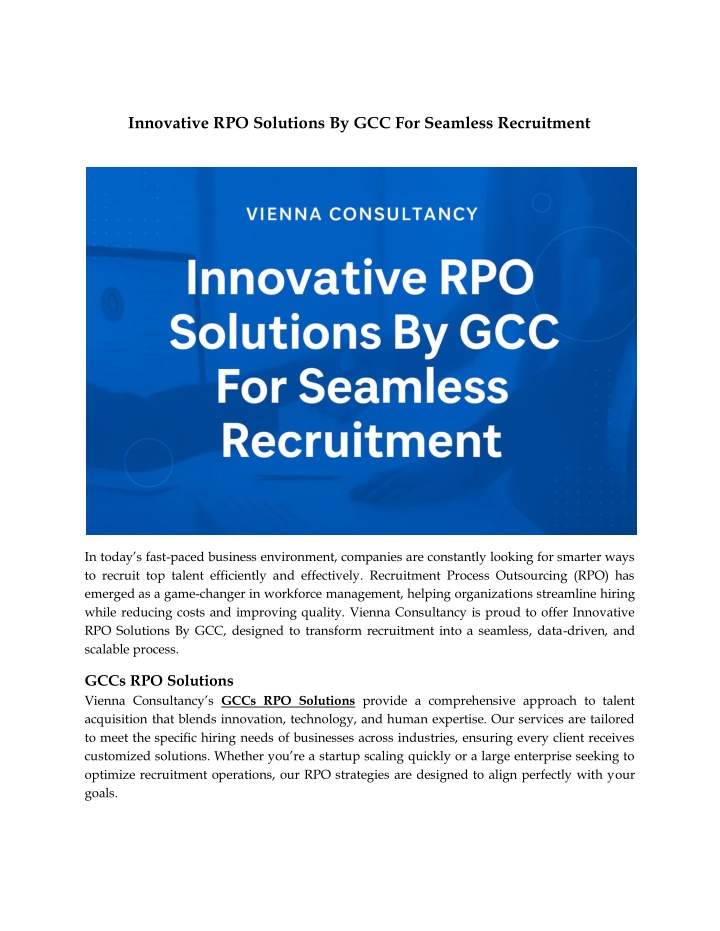 Innovative RPO Solutions By GCC For Seamless Recruitment