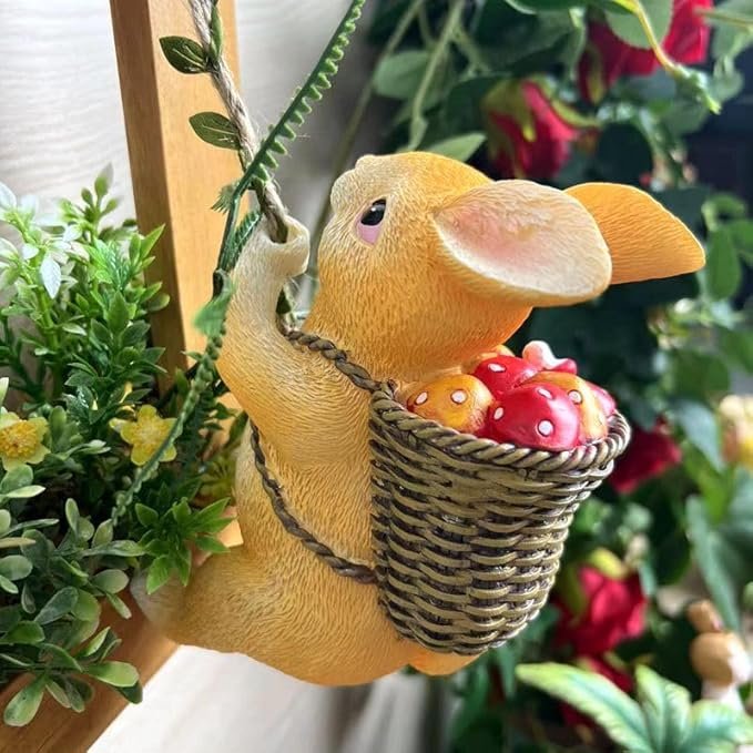 Bunny Resin Statue | Rabbit Rope Hanging Home Decor in India